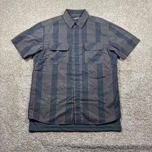Vertx Mens Large Short Sleeve Tactical Button Shirt Snap Gray Stripe CCW Lining